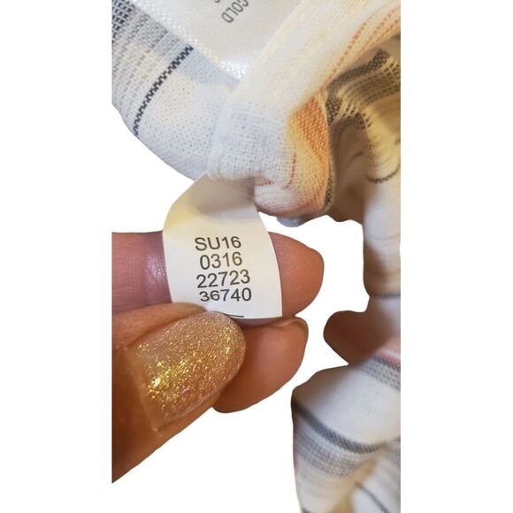 NWT Tasso Ella Island XL 100% Cotton White Orange Tan Striped Button Front Shirt - Picture 14 of 16